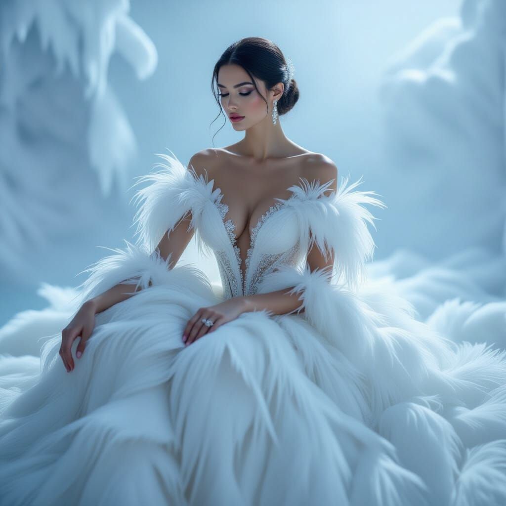 Ethereal Swan Queen in Haute Couture Gown