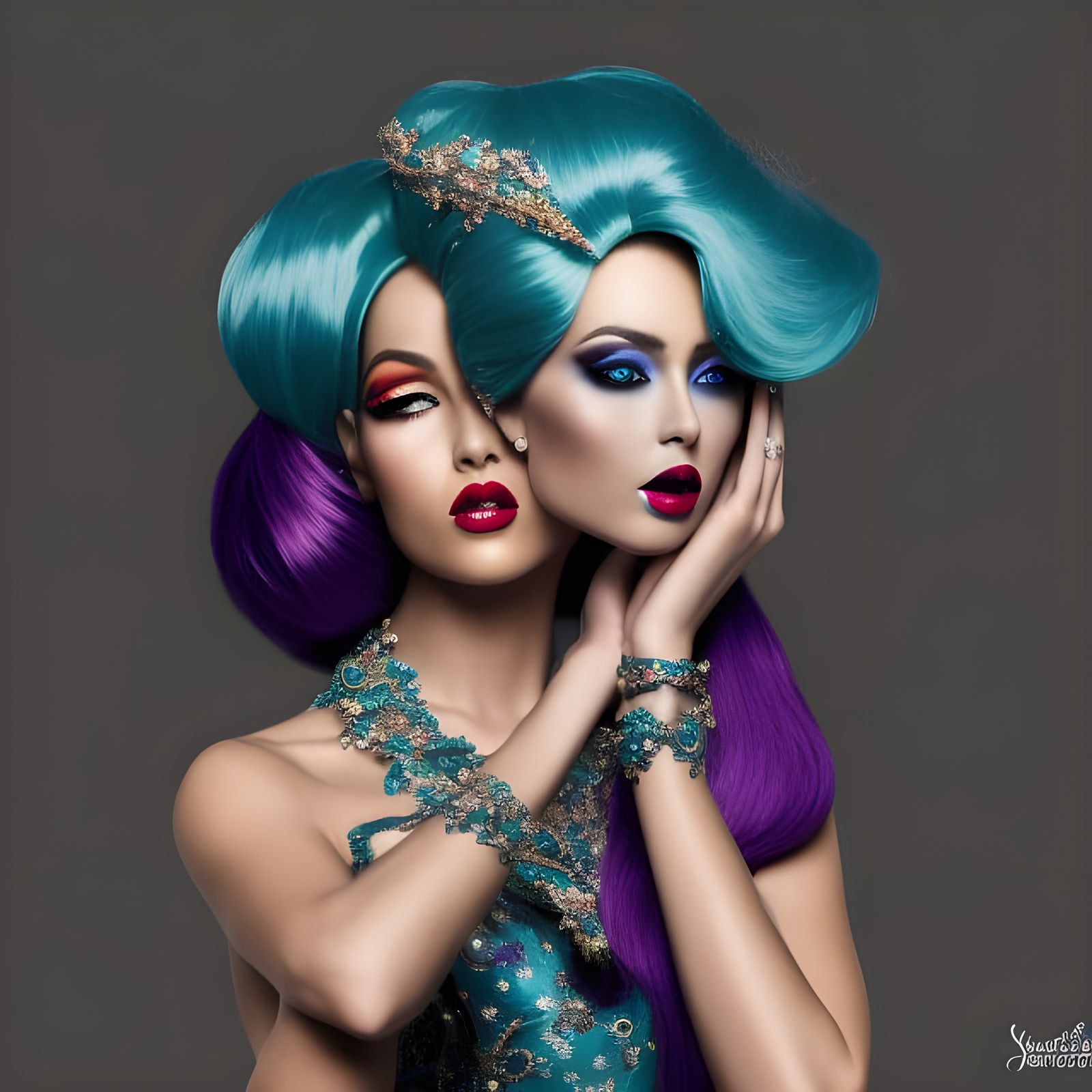hyperrealistic Stunning amazing female models, long neck, st...