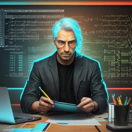 Man Coding in Bright Room: Detailed Digital Painting