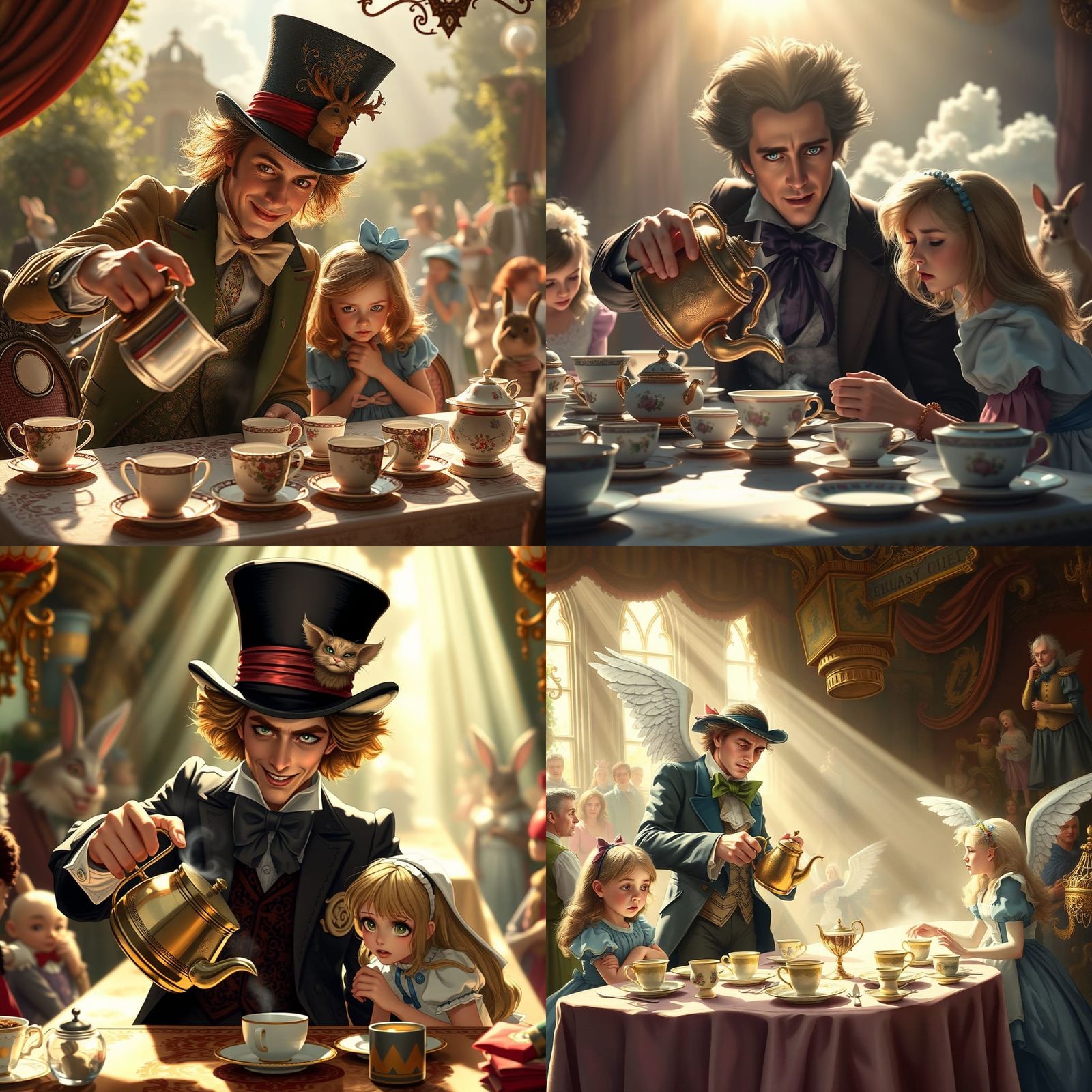 Handsome Mad Hatter Pours Tea for Alice