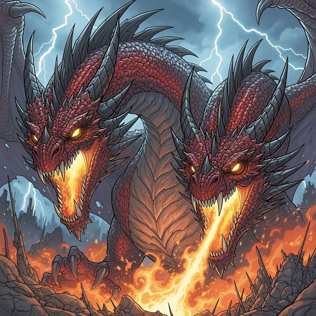 Two Angry Dragons in Comic Book Art Style
