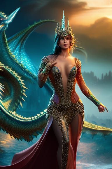 Dragon Queen: Fantastical Sparkling Sculpture in Deep Color