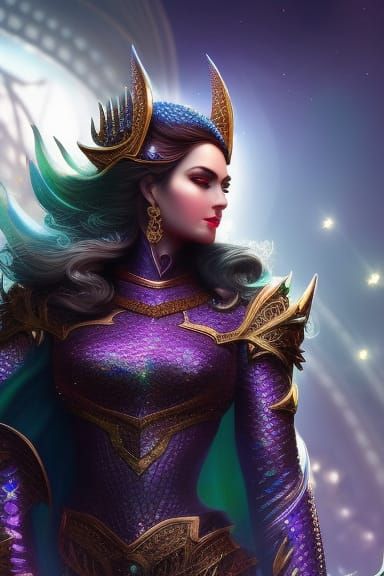 Dragon Queen Portrait in Deep Color Fantasy Style