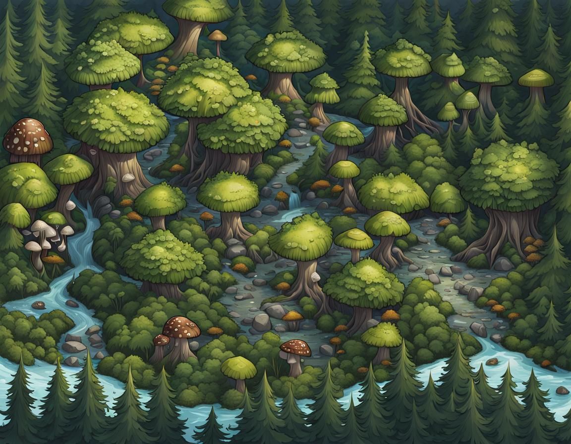 Detailed Mushroom Forest Map for Dungeons and Dragons