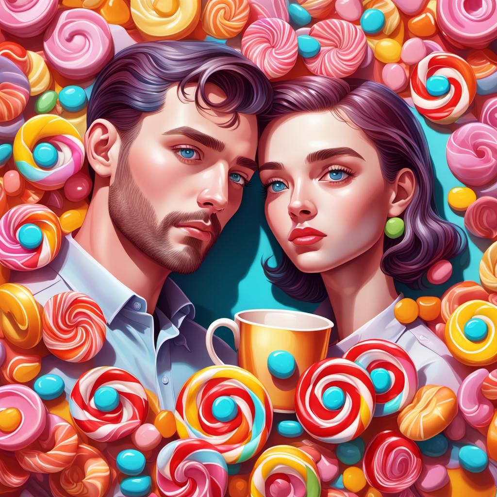 Candy Art Portrait of a Couple in Love