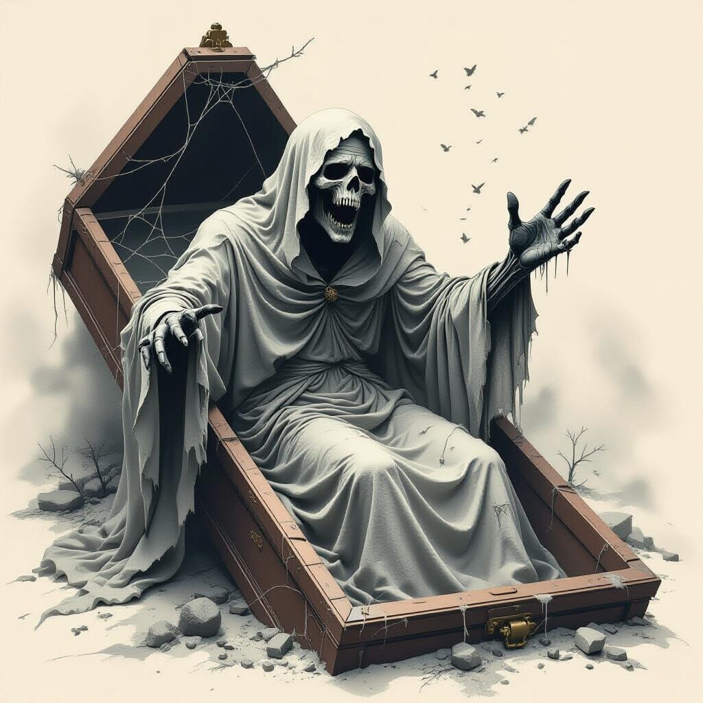 Tormented Revenant Emerges: Ethereal Victorian Gothic Art