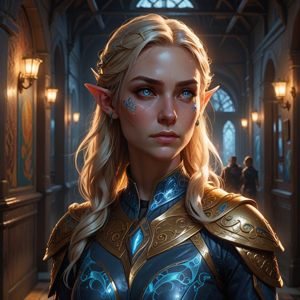 Elf Superhero Student With Glowing Tattoo