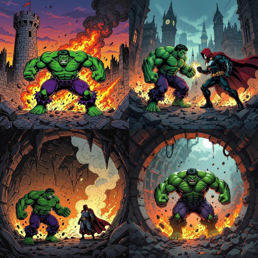 Hulk vs Doctor Doom in Dystopian Twilight