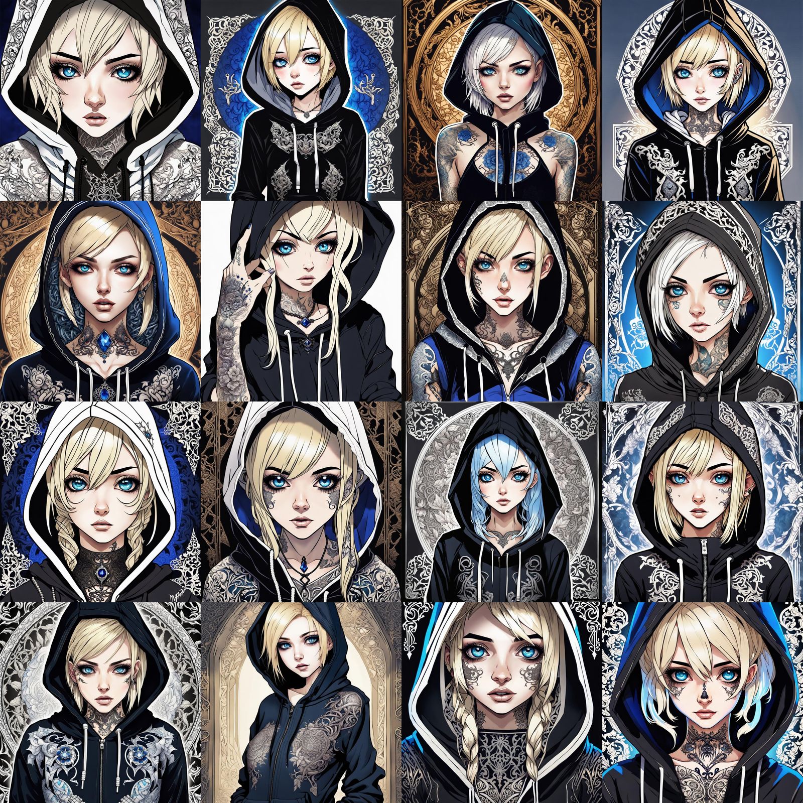 Anime Portrait of a Goth Girl with Tattoos