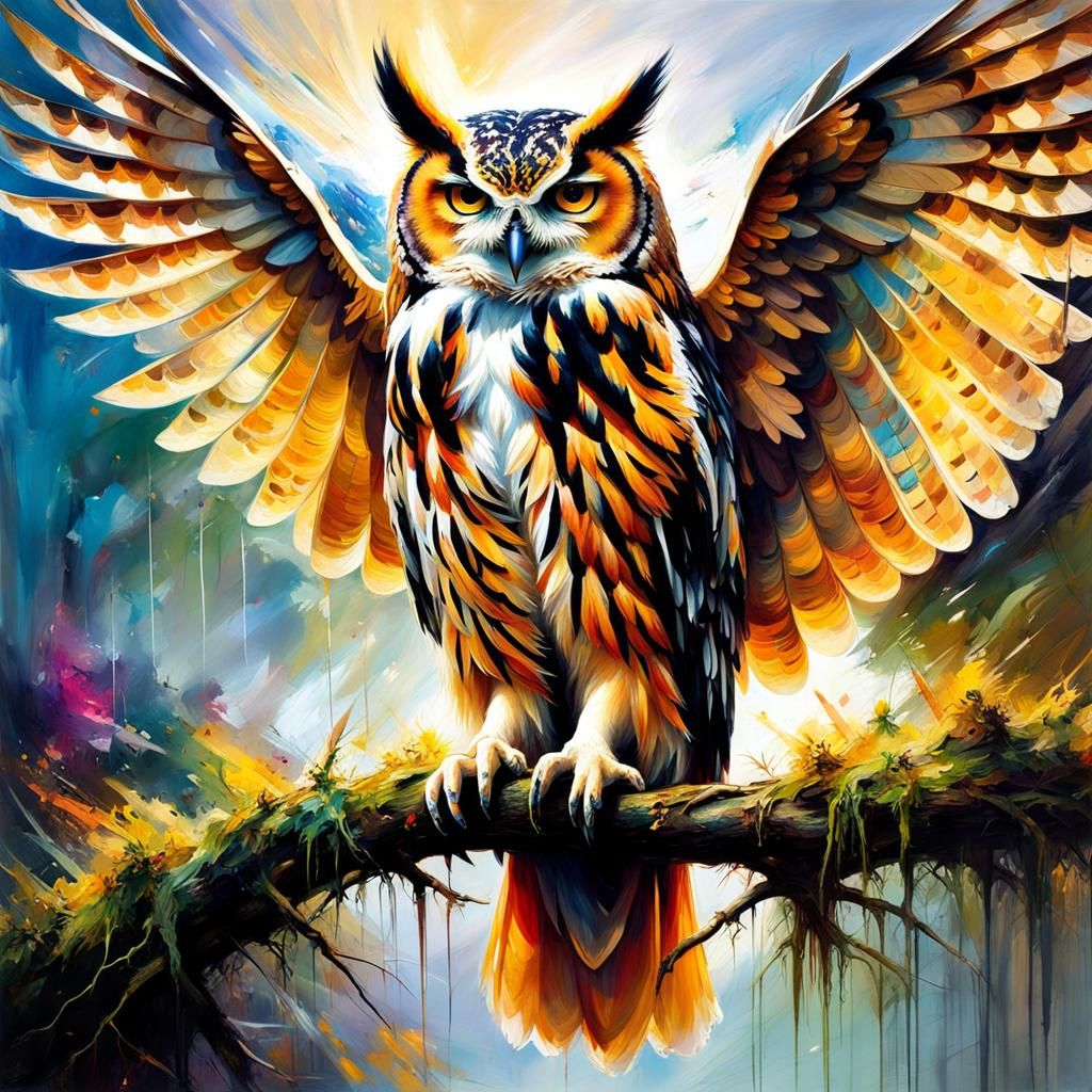 Majestic Owl in Divine Sunshine, Fine Art