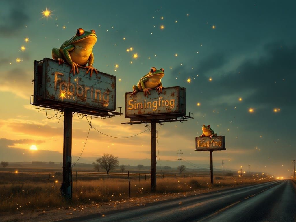 Vintage Billboards Under Twinkling Night Sky