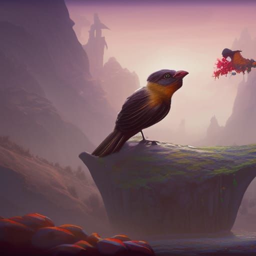 Funny Bird Illustration in Detailed Matte Painting