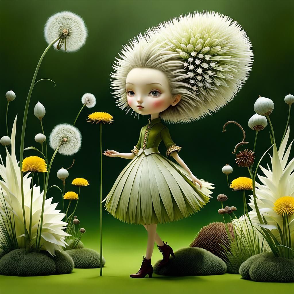 Miniature Girl's Journey Through a Giant Garden