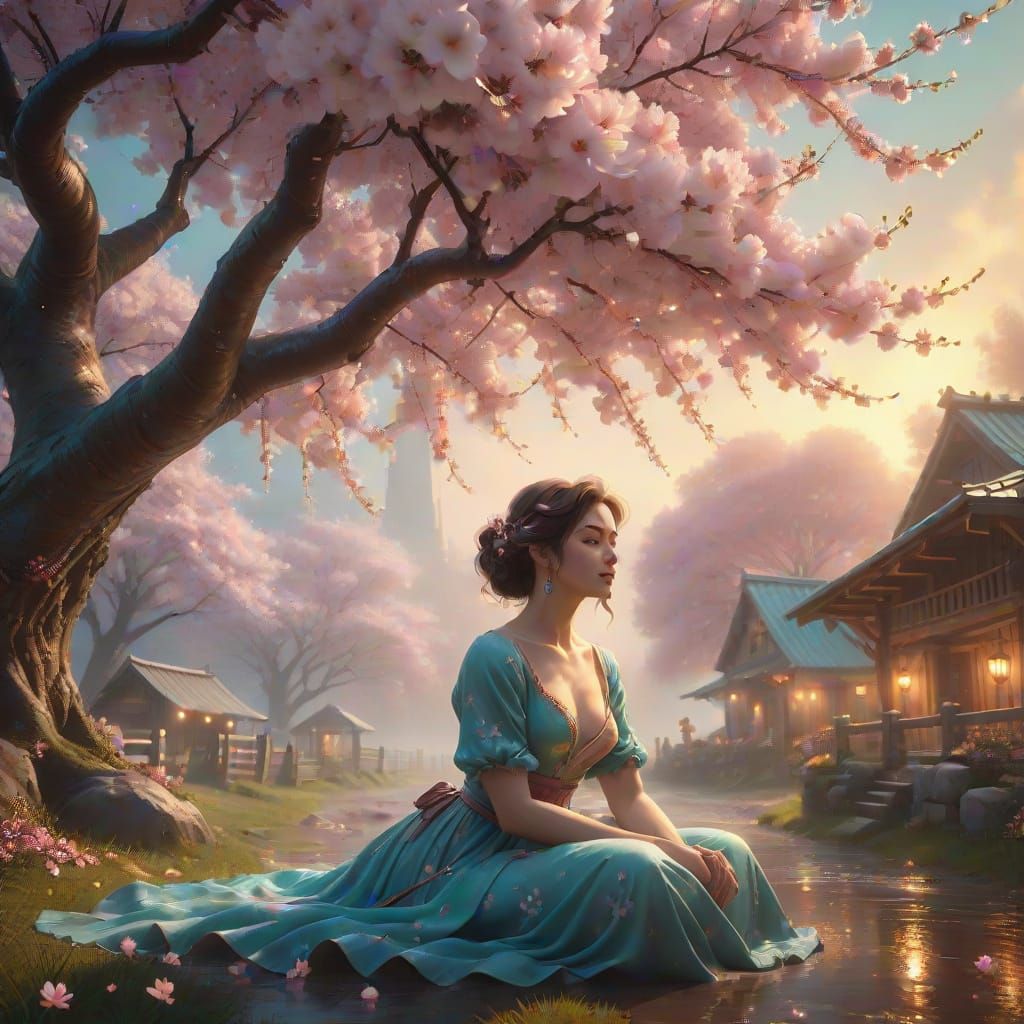 Whispers of Spring: A Woman's Serene Moment