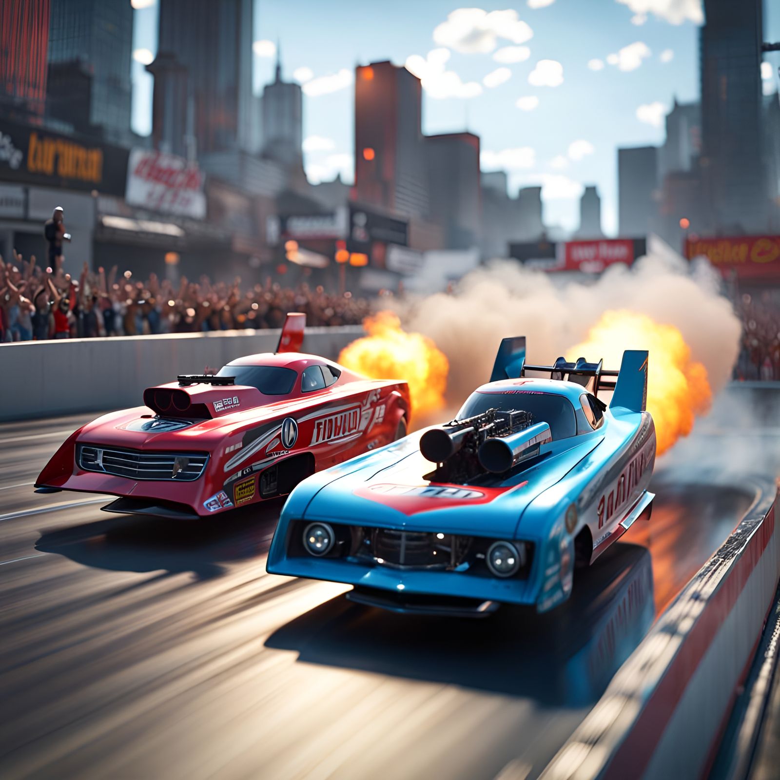 High-Octane Racing Dreams: Futuristic Drag Cars in Sci-Fi Ci...