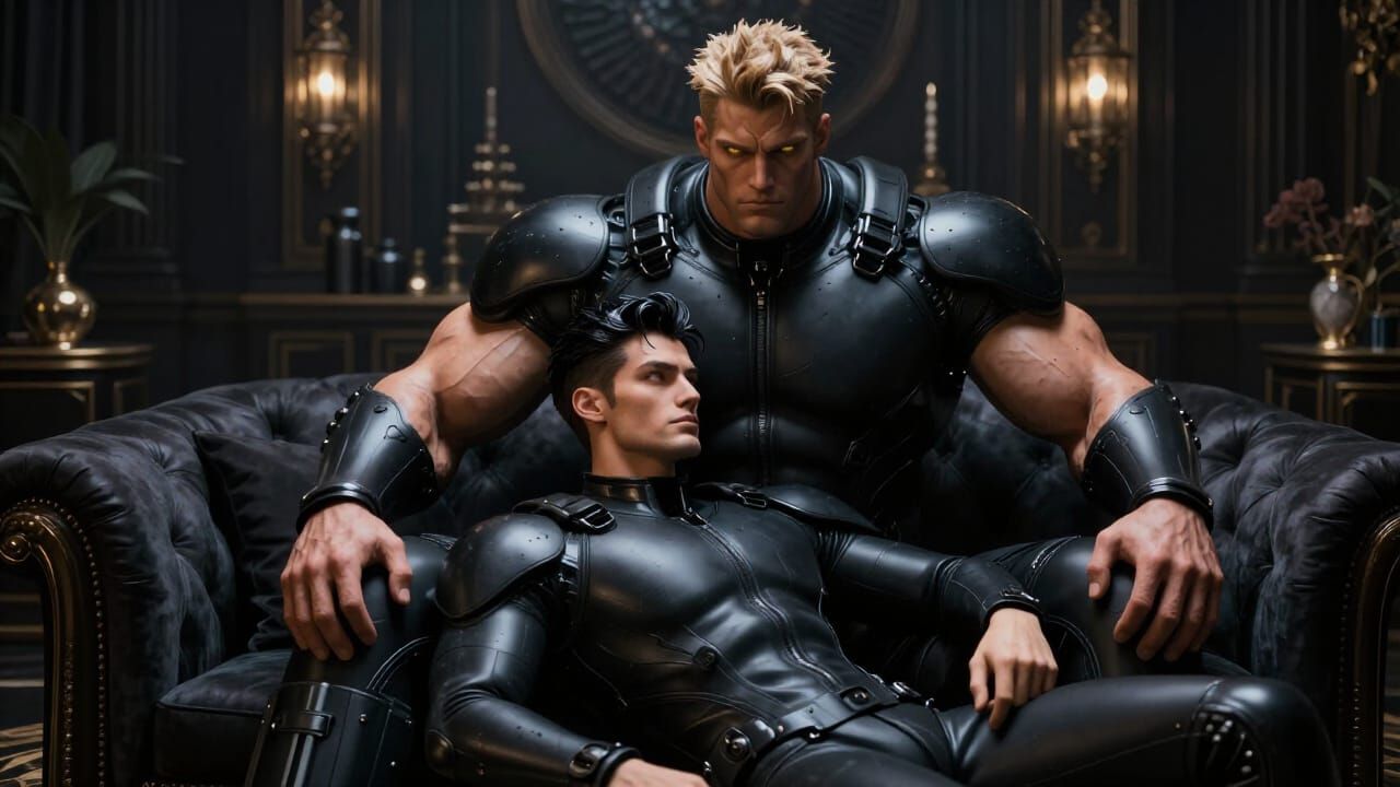 Handsome Men in Luxurious Living Room with Ominous Light