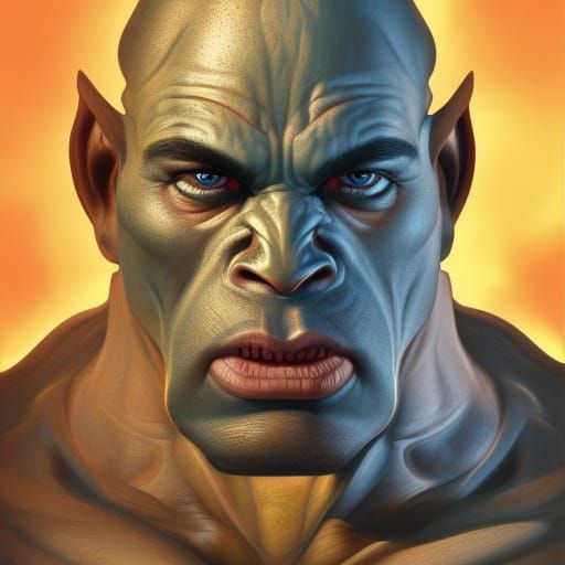 Detailed Half-Orc Portrait in Expressionist Style