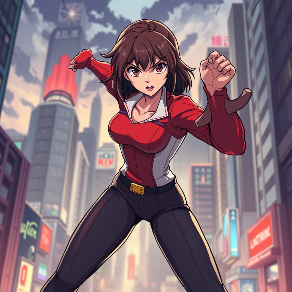 Anime-Style Superheroine Confronts Injustice in Dynamic City...