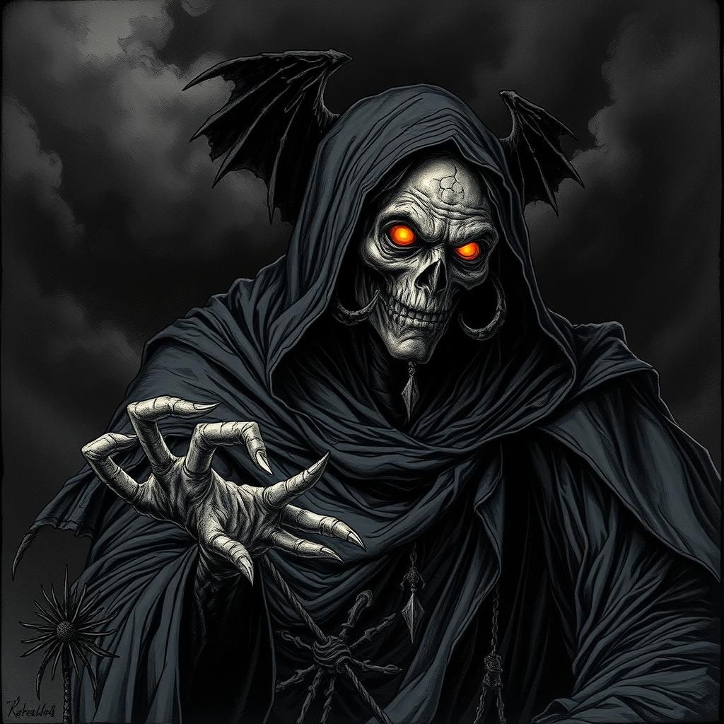 Malevolent Shaman Watching, in Gothic Surrealist Style