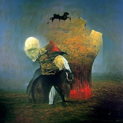 Eerie Headless Horseman in Dark Forest