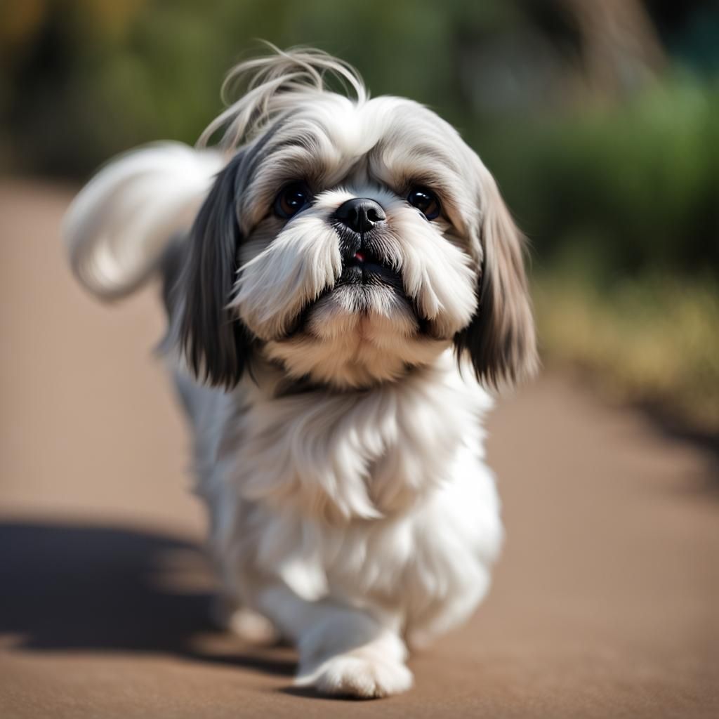 Happy Shih Tzu Dog Running with Owners