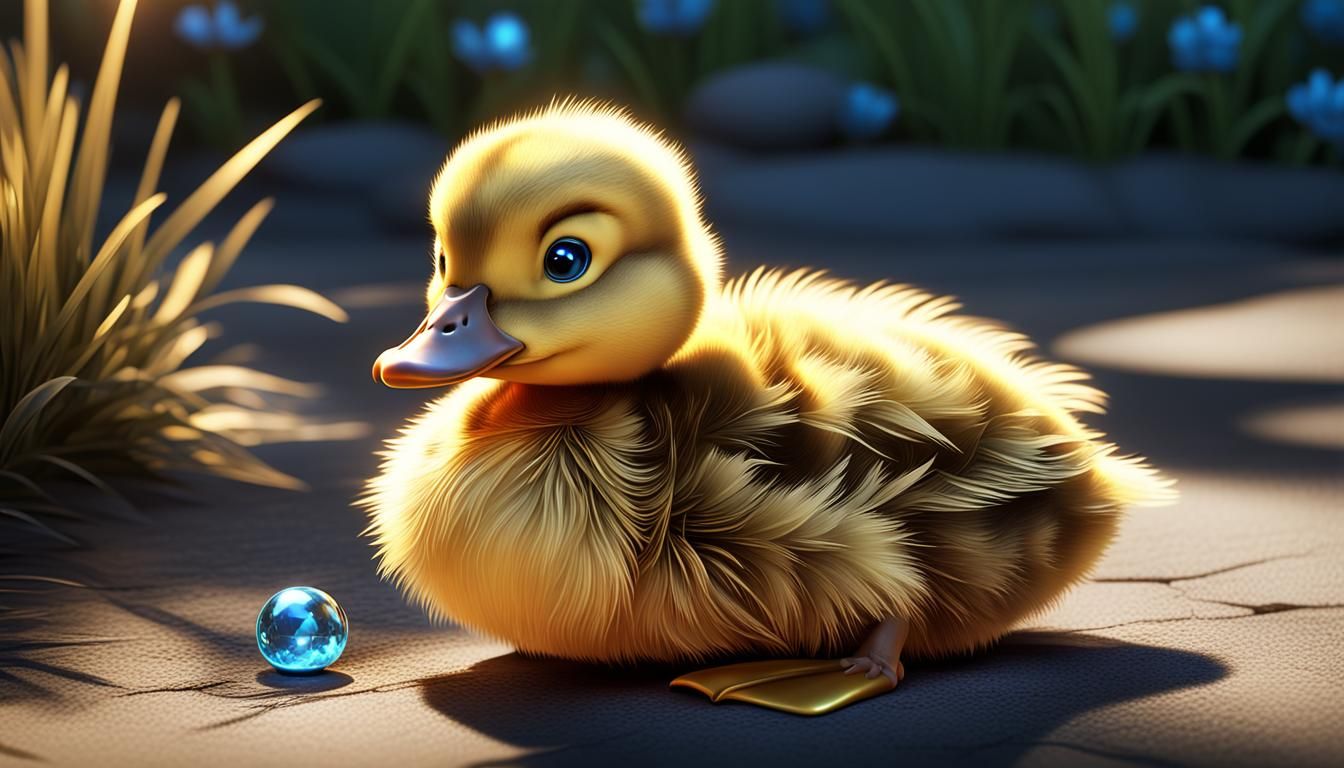 Vibrant Duckling in 3D Cartoon Style