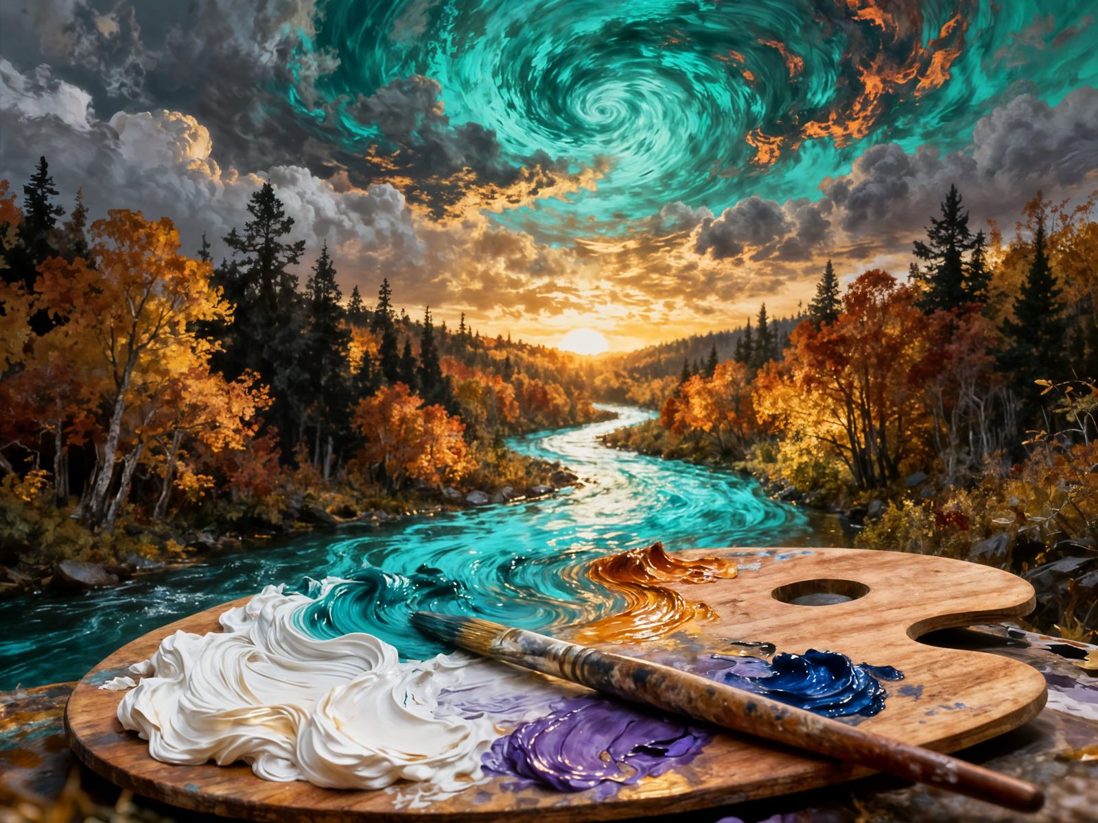 Surreal Autumn Landscape in Impasto Style