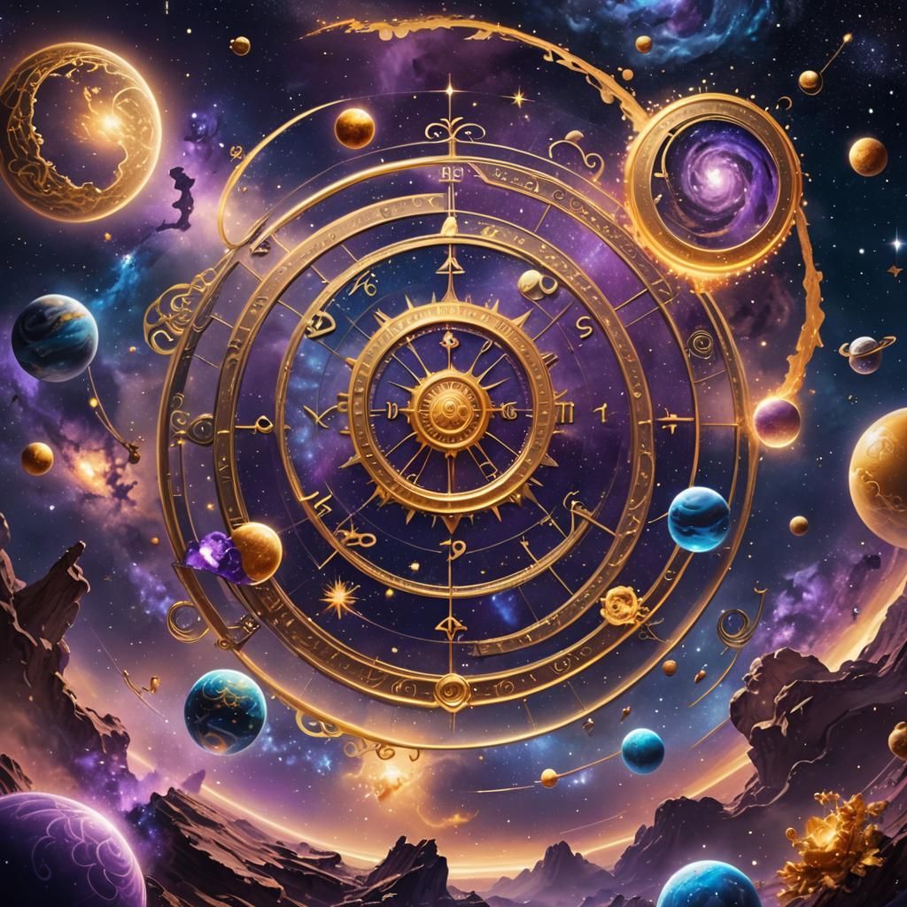 Celestial Zodiac Signs in a Vibrant Galaxy