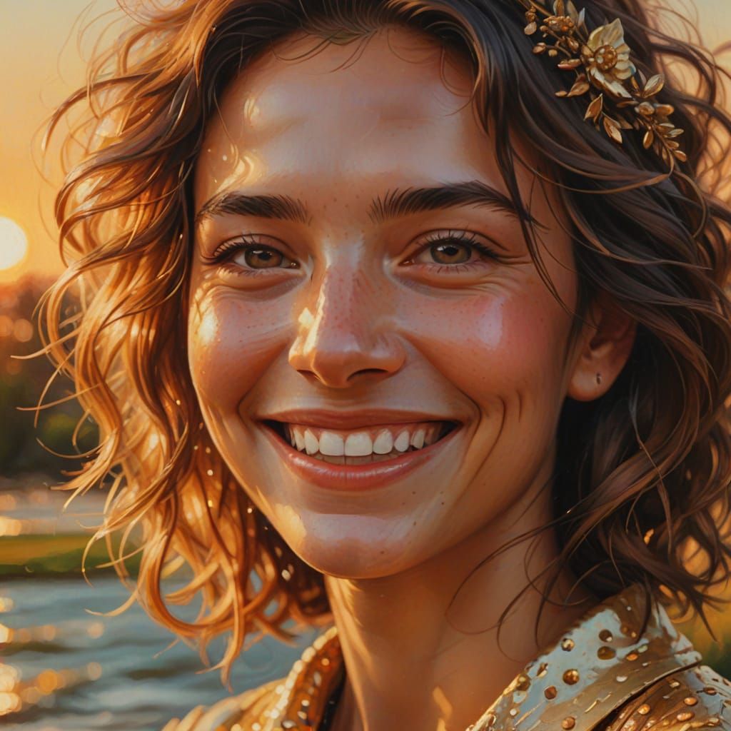 Dreamy Close-Up Portrait in Oil Painting Style