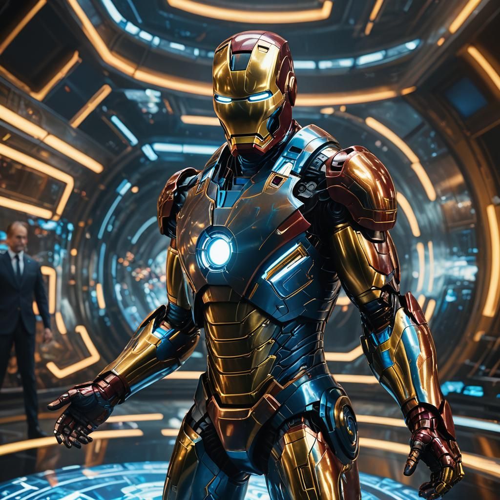 Ironman in Holographic Display - Sci-Fi Concept Art