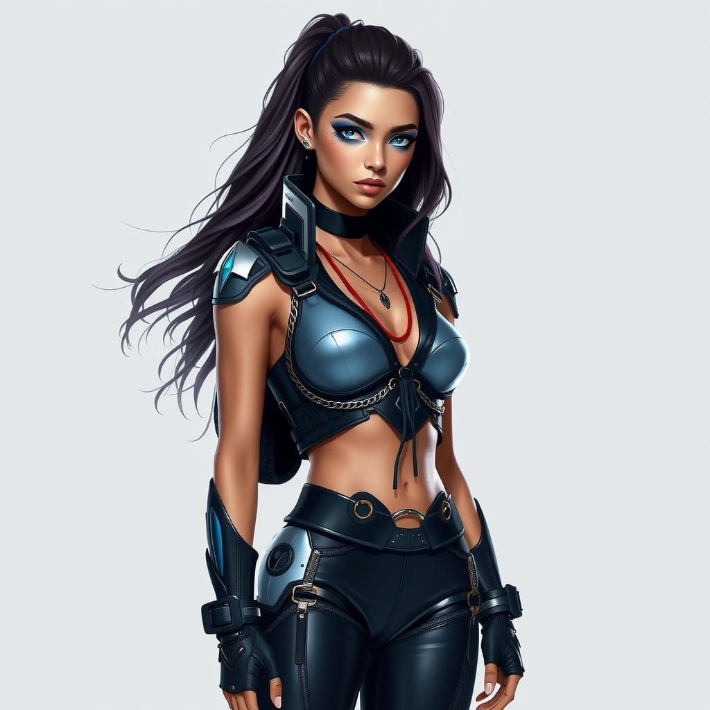 Androgynous Fusion Character in Futuristic Attire