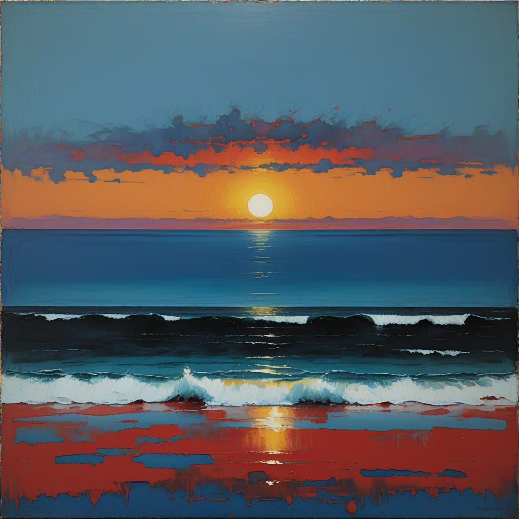 Minimalist Oil Painting in Modern Color Field Style