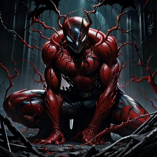 Carnage Symbiote Concept Art: Hyperrealistic Comic Book Styl...