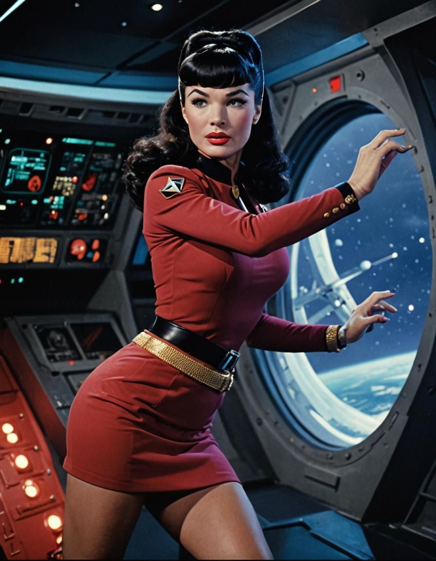Bettie Page as Star Trek Crew Member