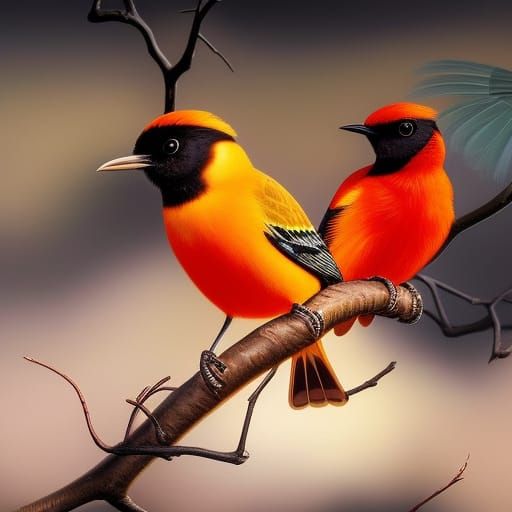 Orioles Singing: Digital Painting in Chibi Style
