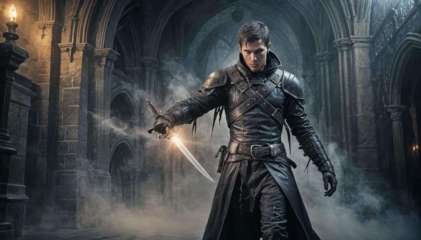 Gothic Castle: Raven Armored Rogue with Aura