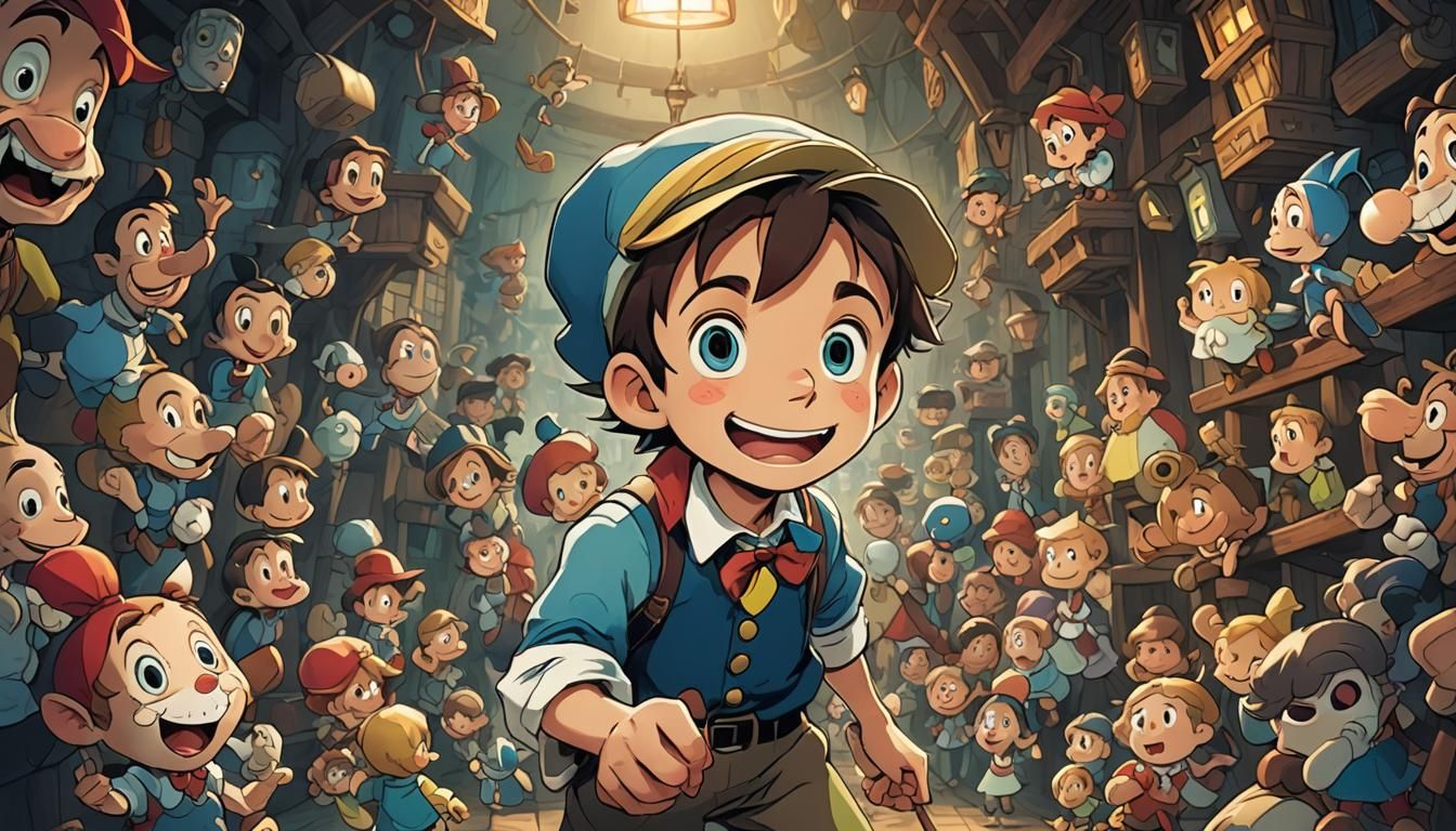 Cute Ghibli Pinocchio Anime Illustration