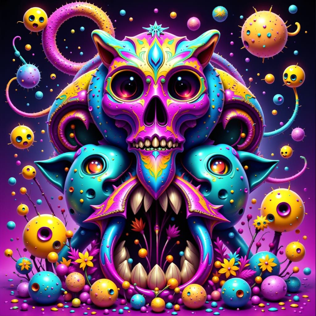 Necrull Titan Celebrates Beat Hereafter in Neon Surrealism