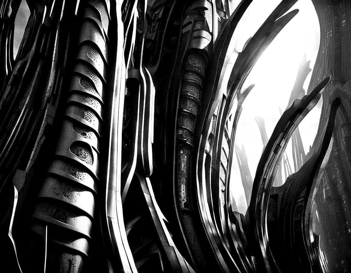 Futuristic Buildings with Organic Textures in Somber Light