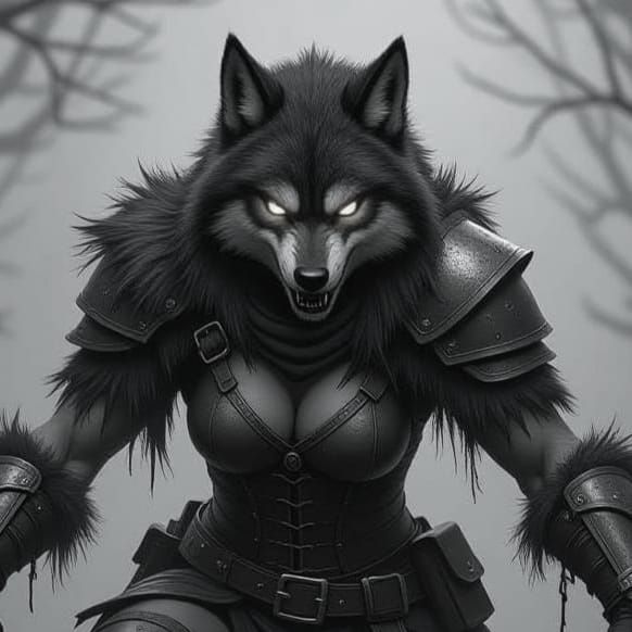 Dark Fantasy Werewolf Warrior in Tattered Armor