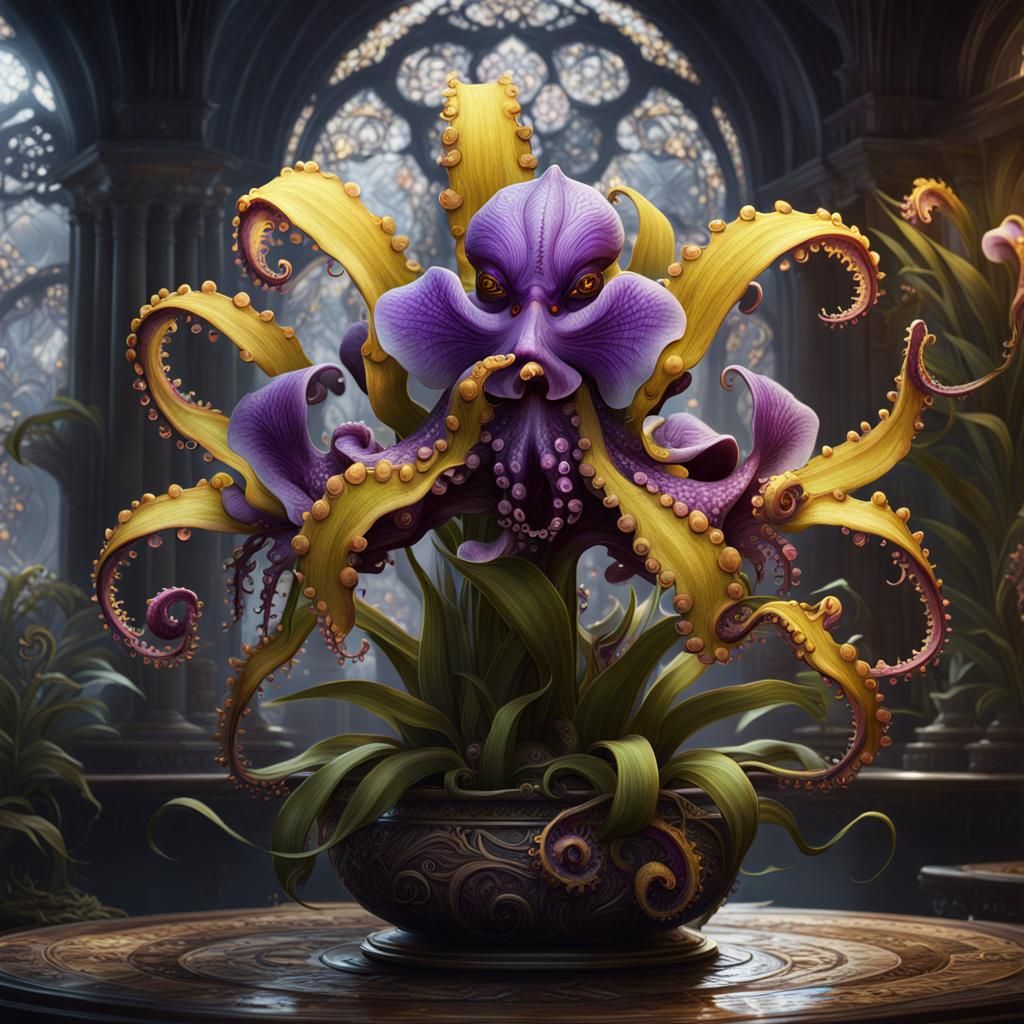 Octopus Orchid in Dark Fantasy Style
