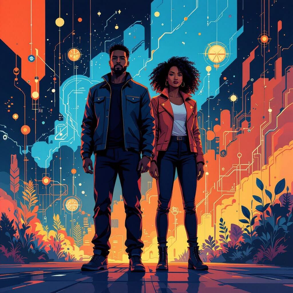 NFT Art: Diverse Couple Symbolizing People's Economy