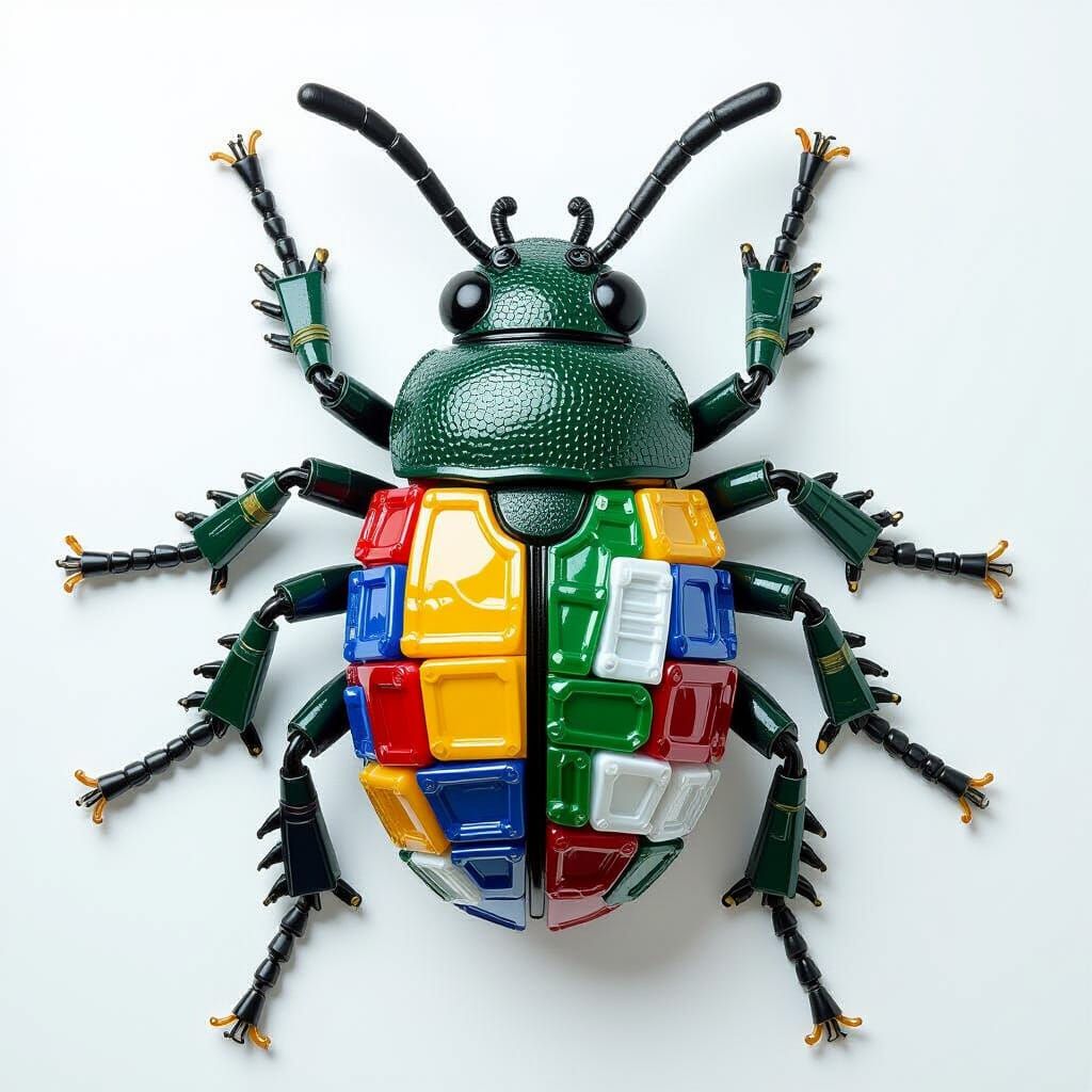 Plastic Bottle Ground Beetle Assemblage Art