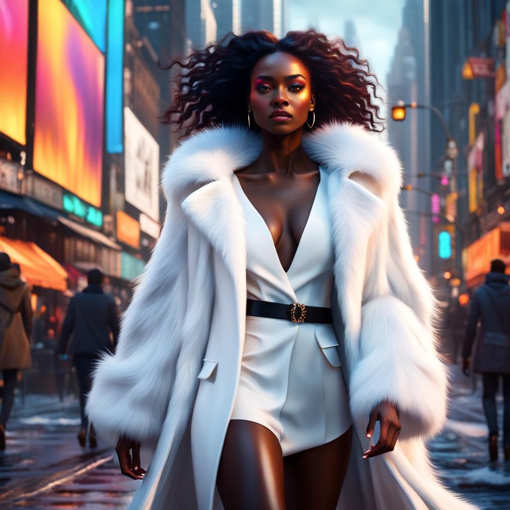 Dark-Skinned Model in Metropolis: Fantasy Concept Art