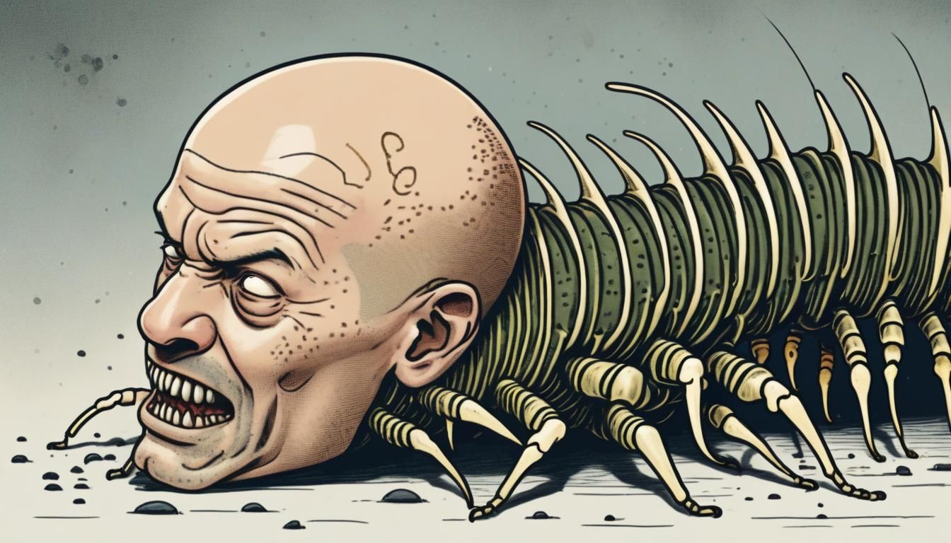 Bald Man's Grimace: Centipede on Hairless Head