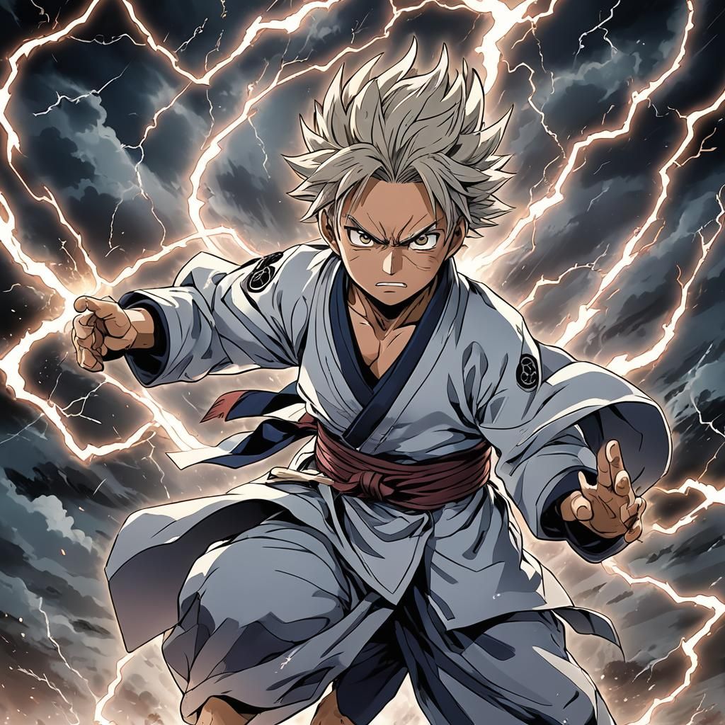 Lightning Cursed Spirit Kid in Anime Style