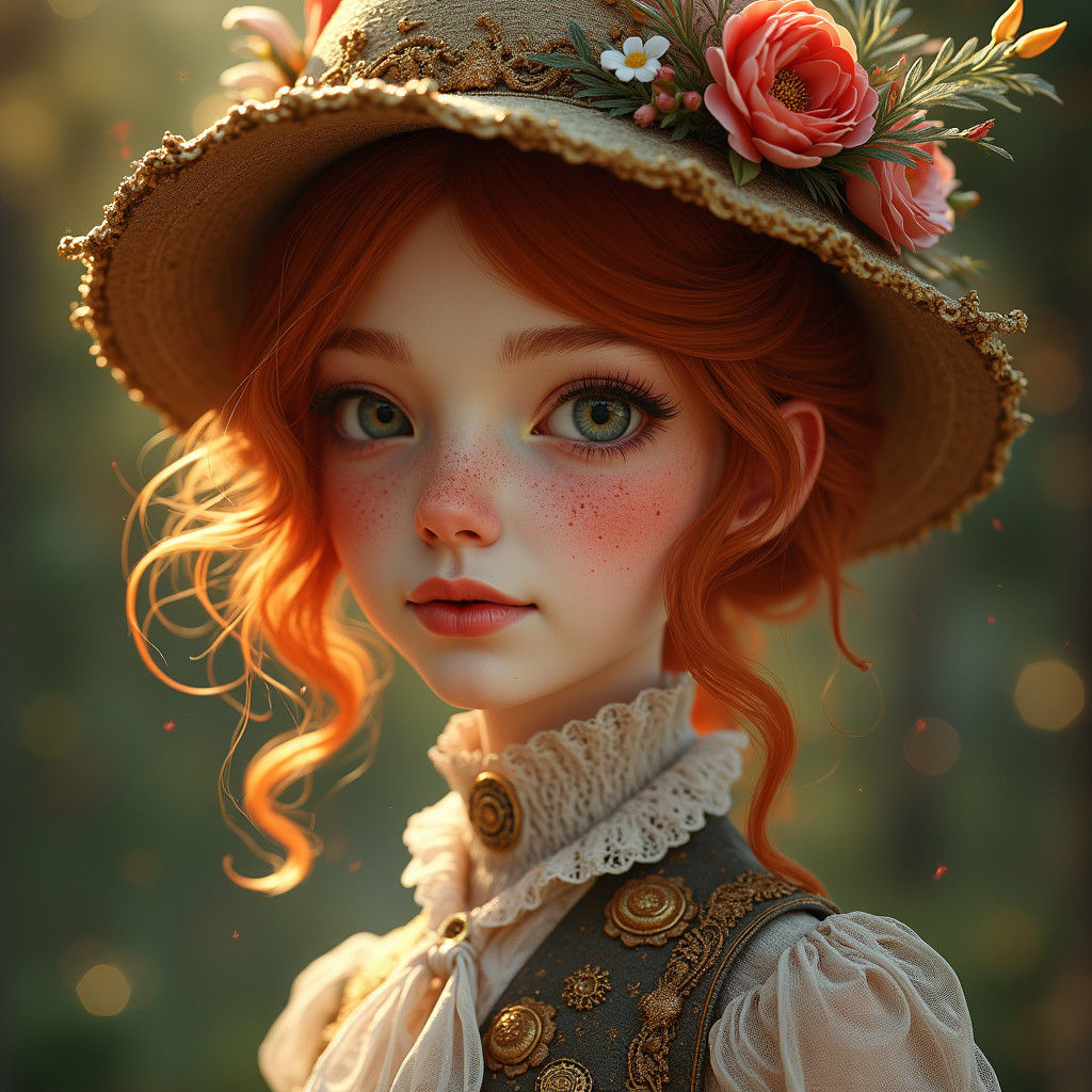 Edwardian Redhead Portrait in Art Nouveau Style