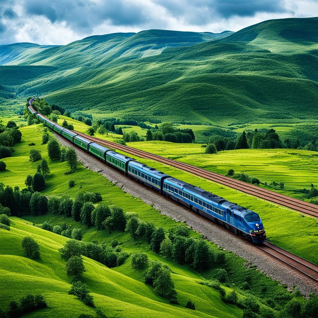 Train Journey Through a Detailed Landscape