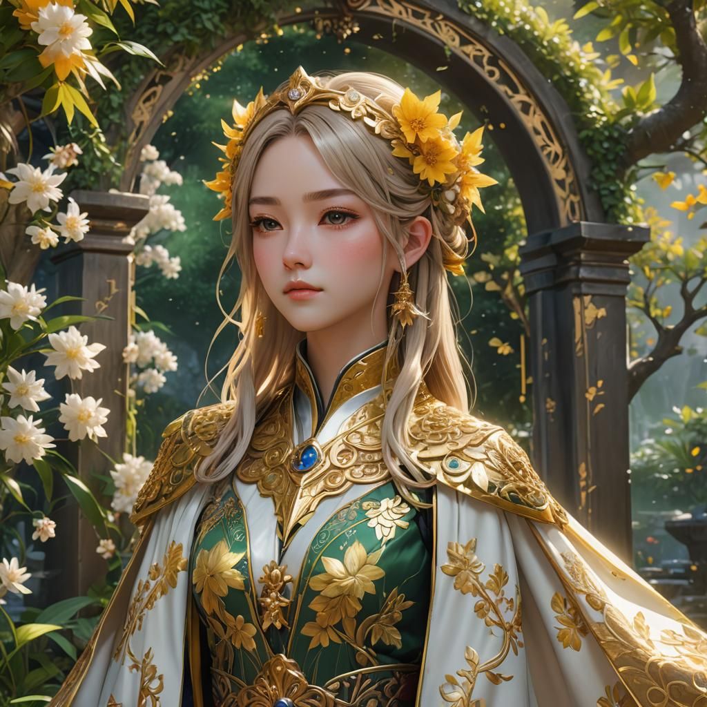 Anime Portrait in 3D with Lush Garden Setting