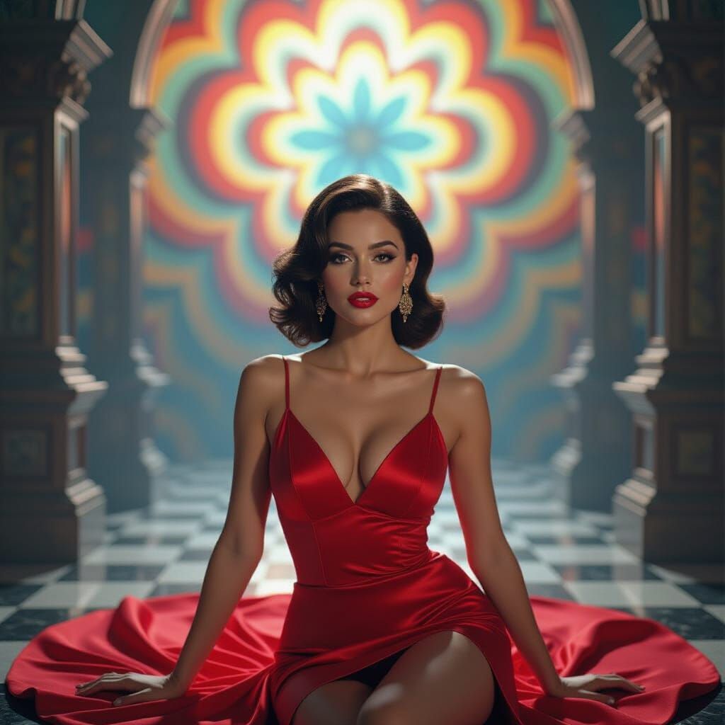 Dreamlike Portrait with Swirling Psychedelic Patterns